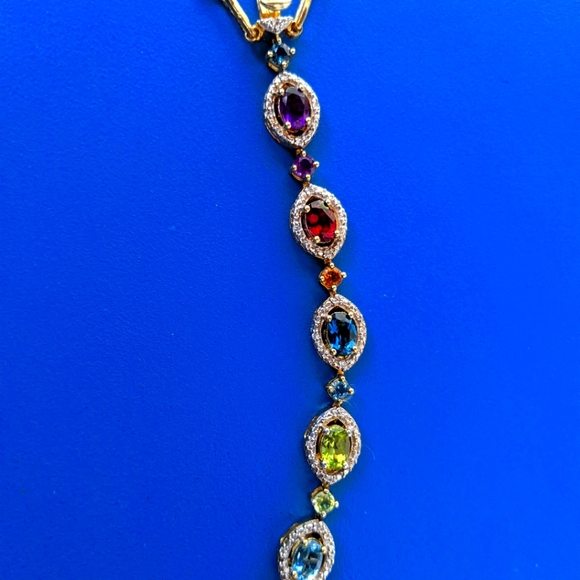 Multi-Gemstone Peridot, London Blue, Amethyst Tennis Bracelet - Picture 4 of 16